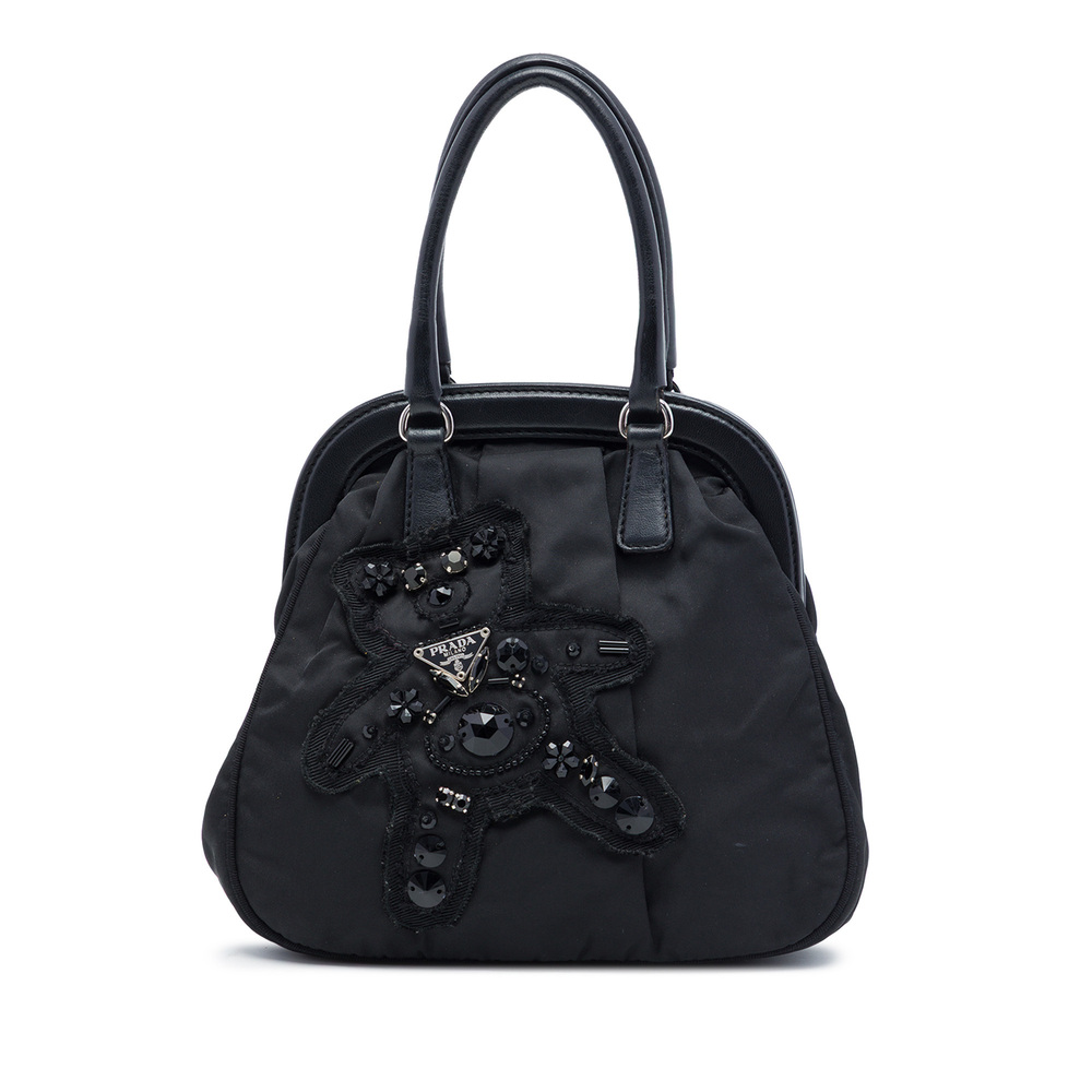 Pre-Loved Prada Beaded Tessuto Evening Bear Frame Handbag